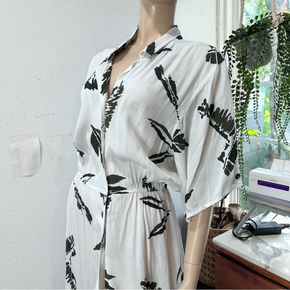 WARREN Z maxi button front leaf print dress size:14 - Picture 2 of 16